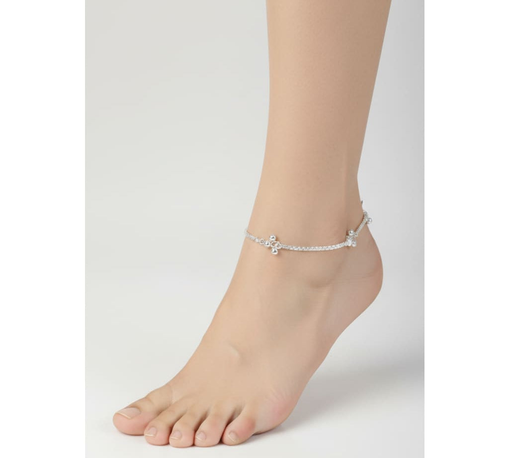 Leaf Charm Sleek Silver Anklet – 99.9% Pure Silver – Adjustable – 26.15 g