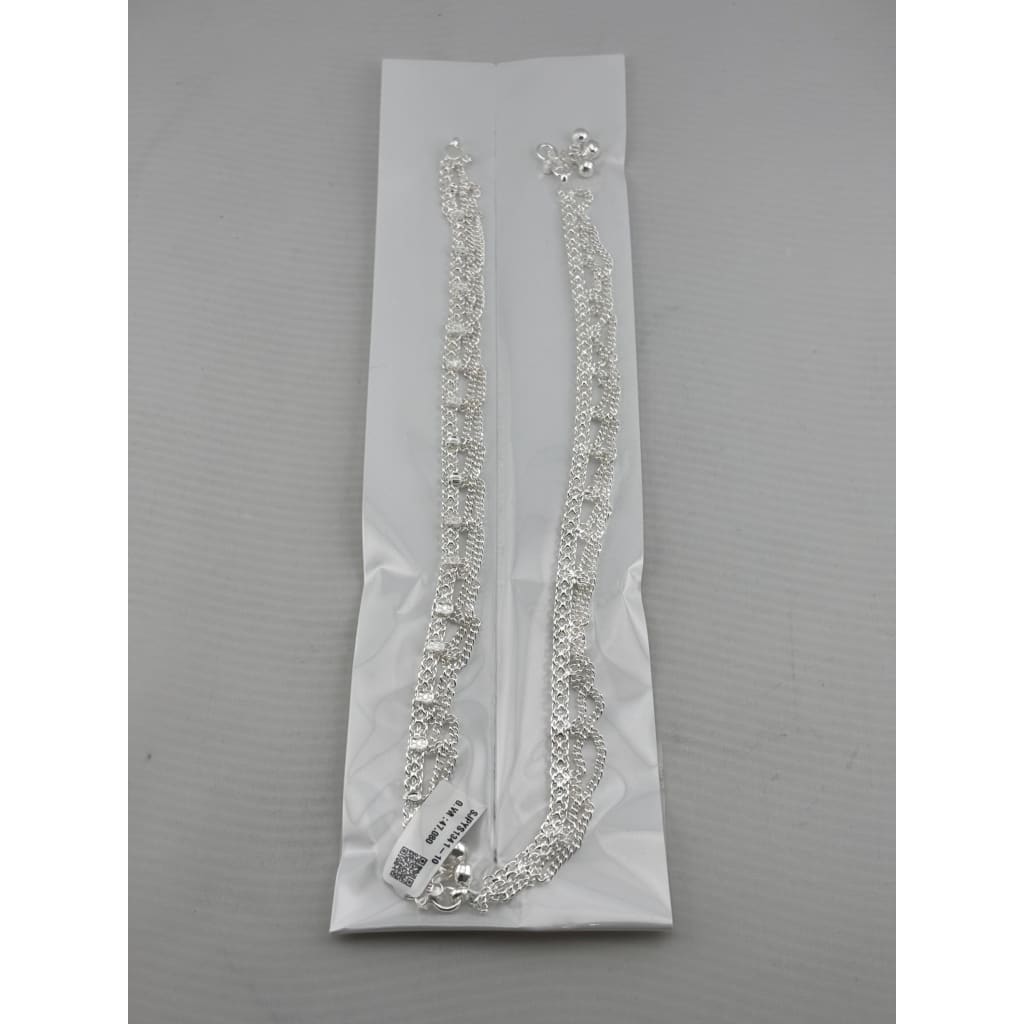 Linked Layer Chain Anklet – 925 Sterling Silver – Adjustable – 17g