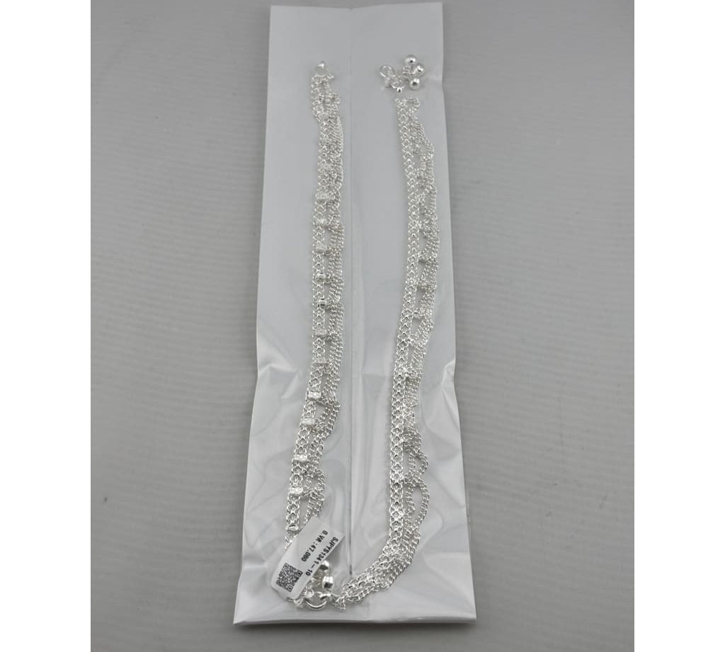 Linked Layer Chain Anklet – 925 Sterling Silver – Adjustable – 17g