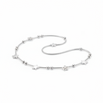 Mini Blossom Charm Silver Anklet – 99.9% Pure Silver – Weight:7g