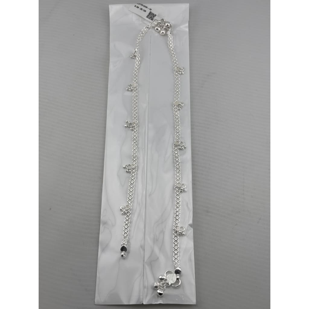 Mini Ghungroo Chain Anklet – 925 Sterling Silver – Adjustable – 20.12g