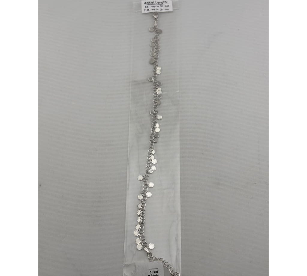 Multi Charm Anklet – 925 Sterling Silver – Heart Butterfly Lucky Charms Design – 21g