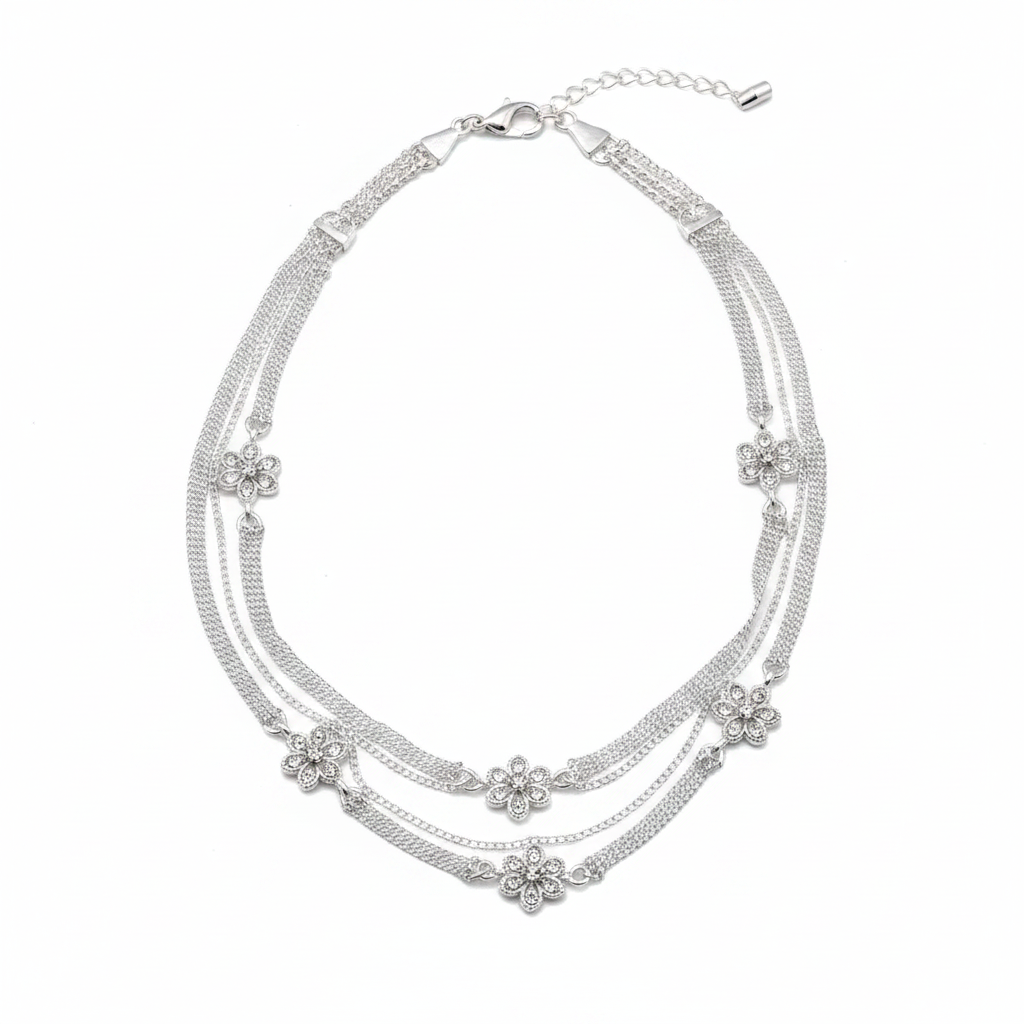 Multi-Layer Mesh Silver Anklet – 99.9% Pure Silver – Adjustable – Weight:25g
