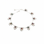Multicolor Floral Ghungroo Silver Anklet – 925 Sterling Silver – Adjustable – 33.8 g
