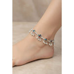Multicolor Floral Ghungroo Silver Anklet – 925 Sterling Silver – Adjustable – 33.8 g