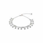 Ornate Bar Bead Silver Anklet – 99.9% Pure Silver – Weight:24g