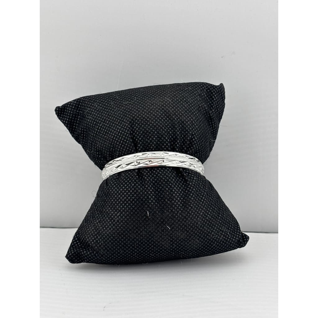 Oxidised Pattern Silver Kada – 925 Sterling Silver Engraved Bracelet Traditional Textured