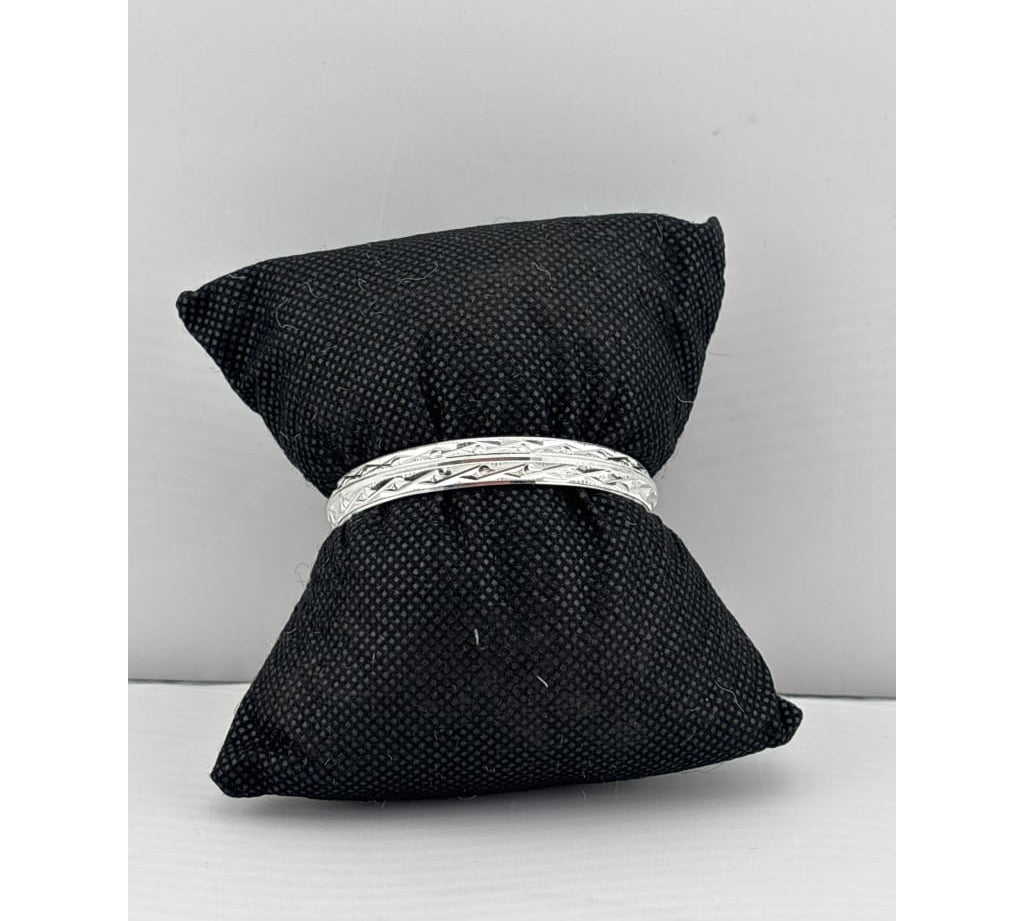 Oxidised Pattern Silver Kada – 925 Sterling Silver Engraved Bracelet Traditional Textured