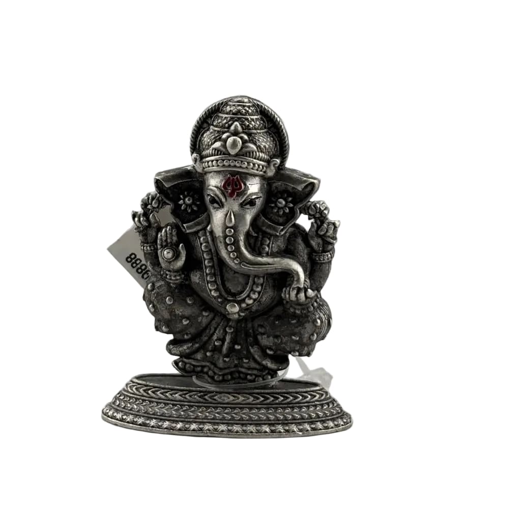 Oxidized Sterling Silver (92.5% purity)Lord Ganesh Idol