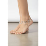 Pink Eye Charm Silver Anklet – 99.9% Pure Silver – Adjustable – Dual Chain Design – 22g