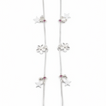 Pink Eye Charm Silver Anklet – 99.9% Pure Silver – Adjustable – Dual Chain Design-22g