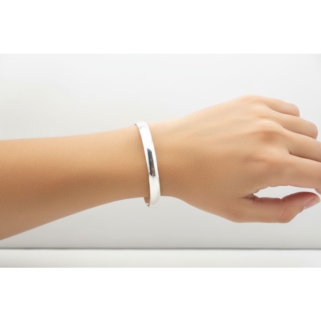 Plain Silver Kada – 925 Sterling Silver Bracelet Smooth Polished Minimal Bangle