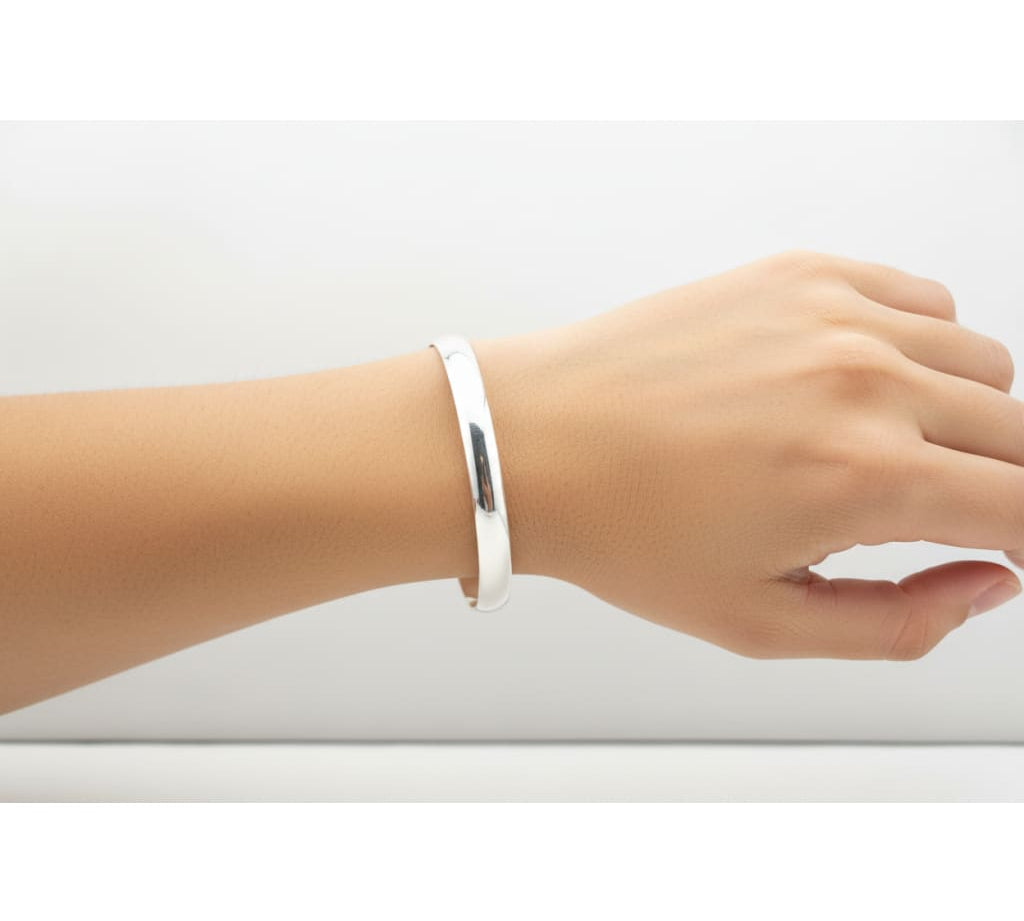 Plain Silver Kada – 925 Sterling Silver Bracelet Smooth Polished Minimal Bangle