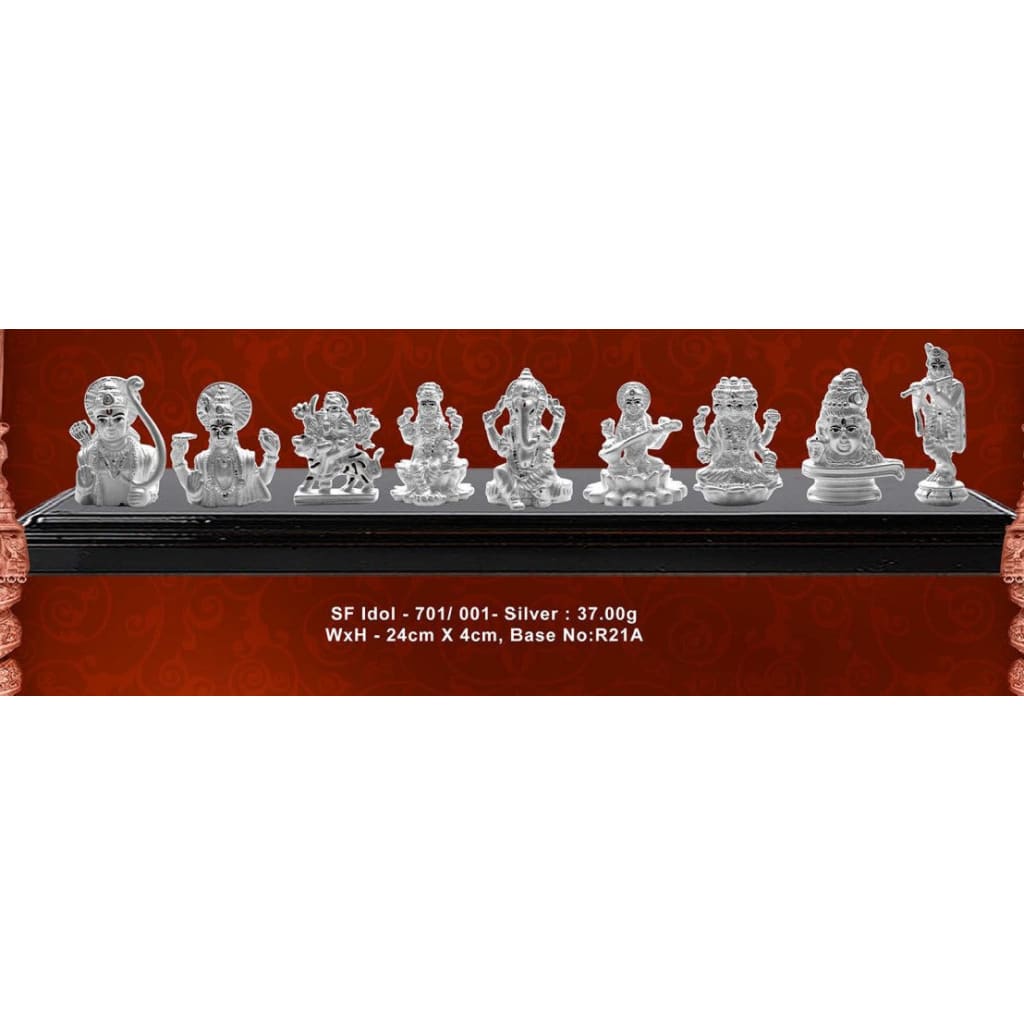 Pure Silver 9 Temple Idol (Vishnu/Shiv//Brahma/Laxmi/Ganesh/Krishna/Ram/Durga) – 701/001 (15)