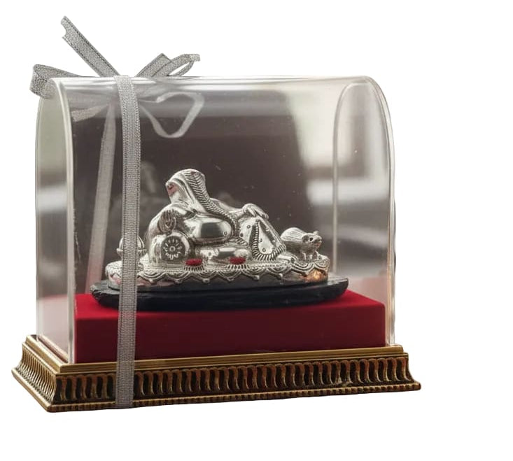 Pure Silver (99.9 purity) Reclining Lord Ganesha Idol