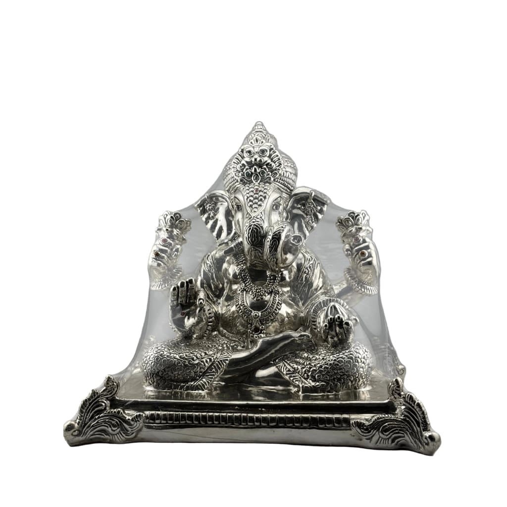 Pure Silver Lord Ganesha (99.99% purity) Idol on Decorative