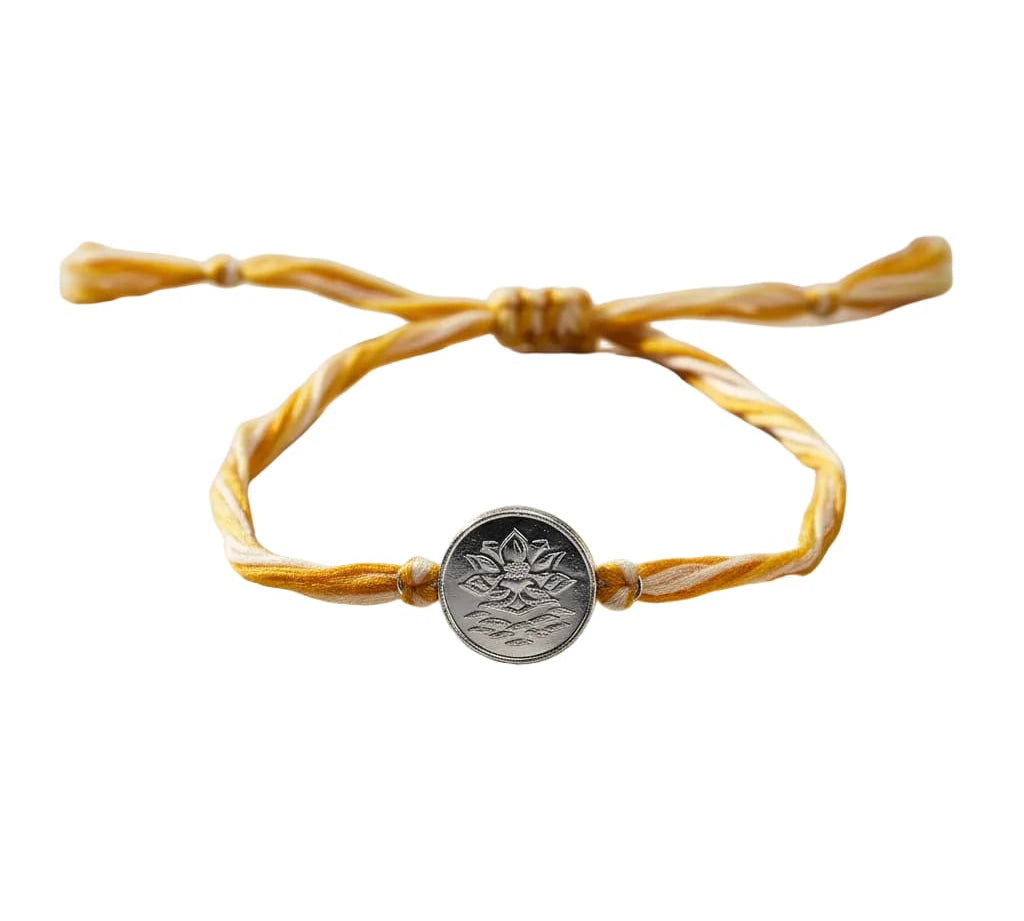 Pure Silver Lotus Charm Rakhi thread – Adjustable Sacred