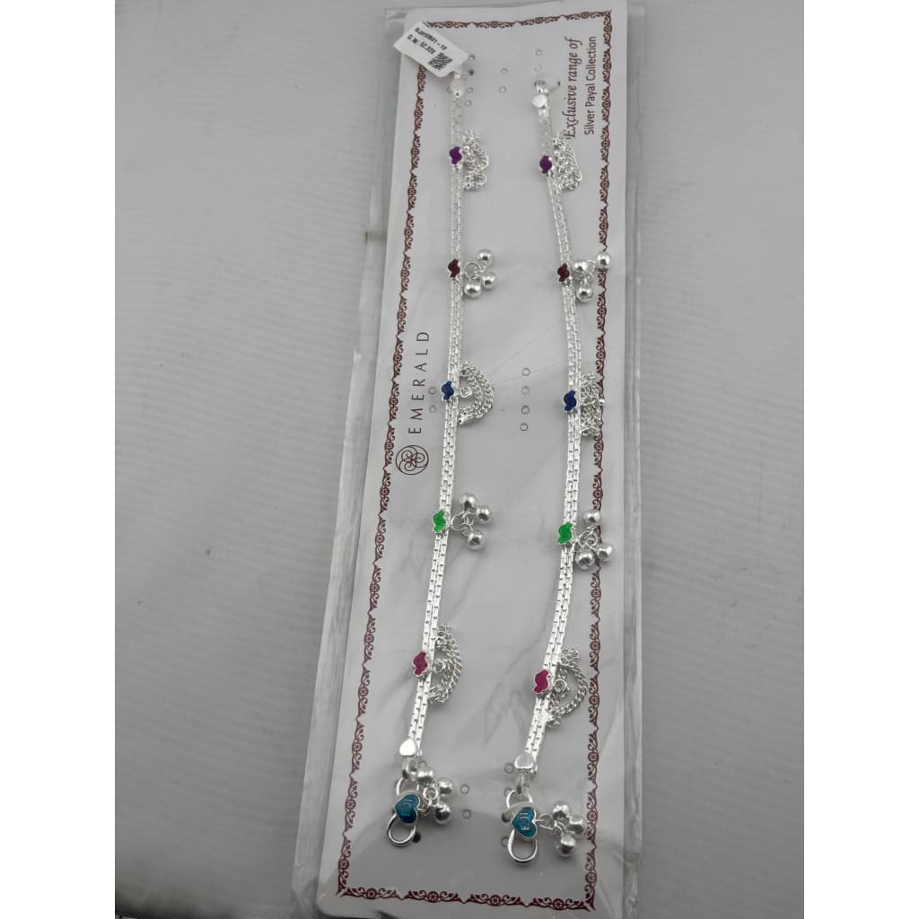 Rainbow Floral Layered Silver Anklet – 99.9% Pure Silver – Adjustable – 53.22 g