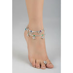 Rainbow Floral Layered Silver Anklet – 99.9% Pure Silver – Adjustable – 53.22 g