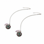 Royal Circle Kundan Silver Anklet – 99.9% Pure Silver – Multicolor Stones – Adjustable-75g