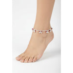 Ruby Blossom Double Chain Silver Anklet – 99.9% Pure Silver – Weight:25g