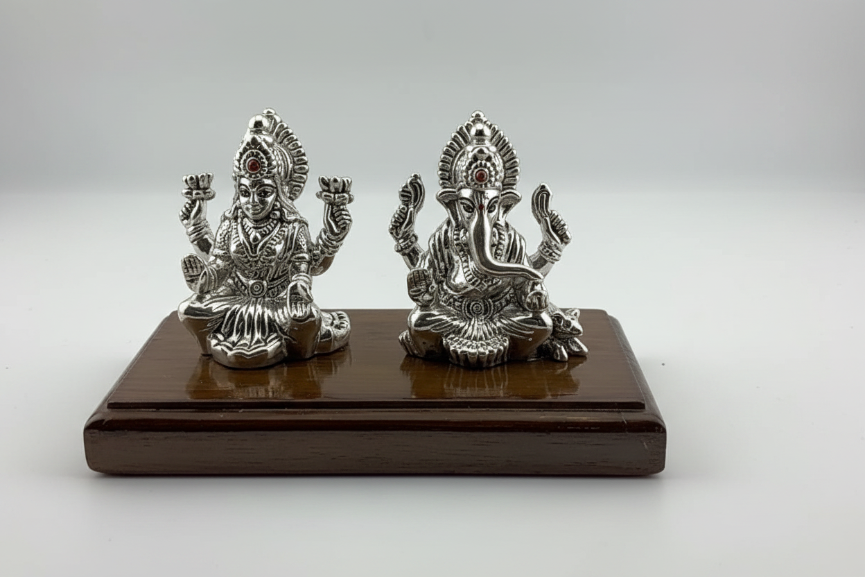 Silver 99.9% pure Laxmi Ganesh Idol (KB0S18)
