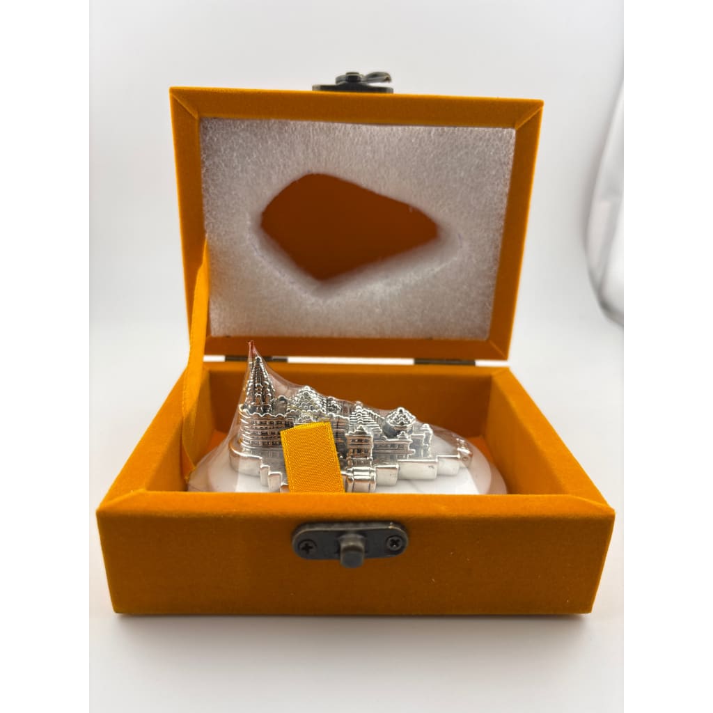 Silver 99.9% pure Ram Mandir (Temple) Idol with Velvet box