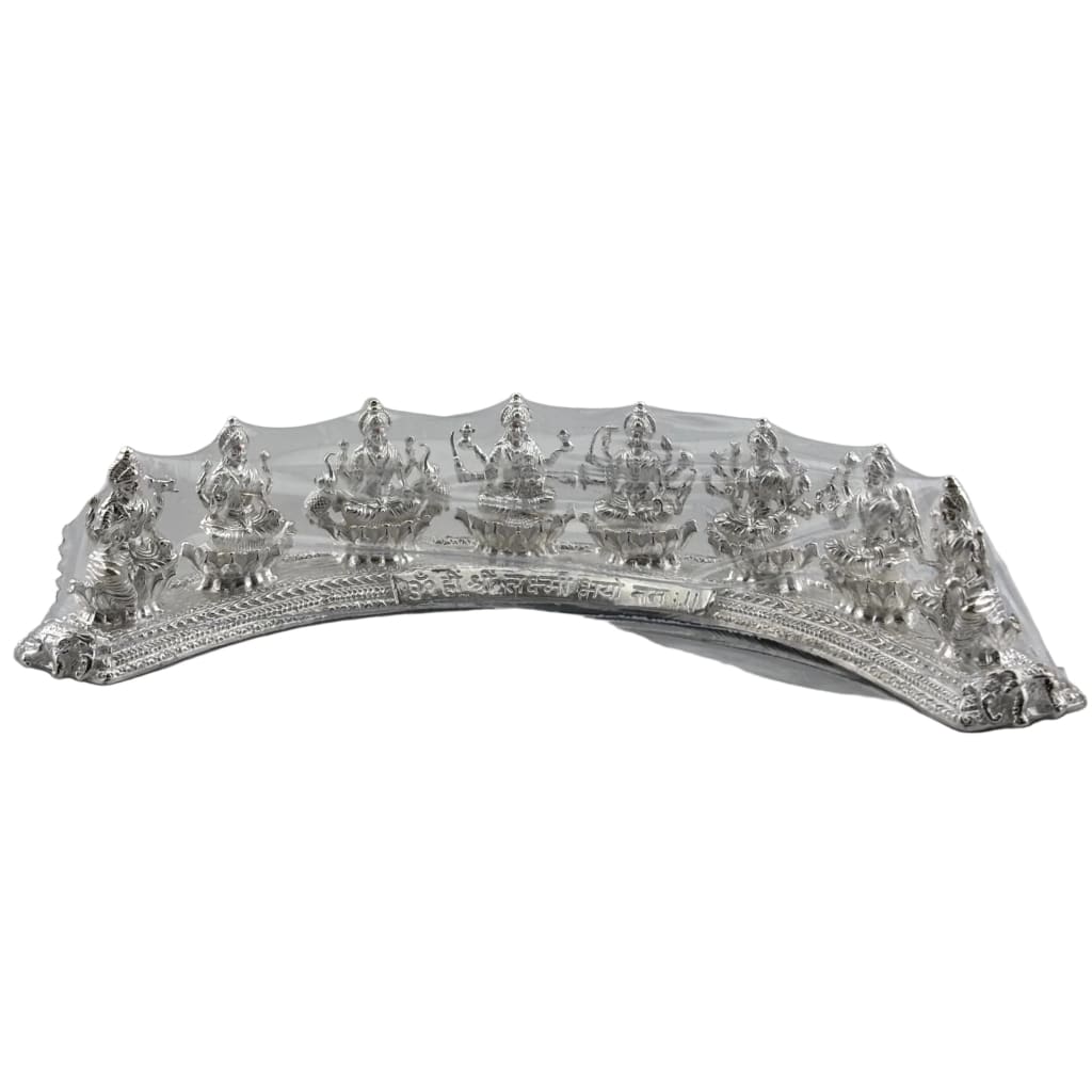 Silver Ashta Lakshmi Idol: Hindu Goddess Statue with Sanskrit Mantra