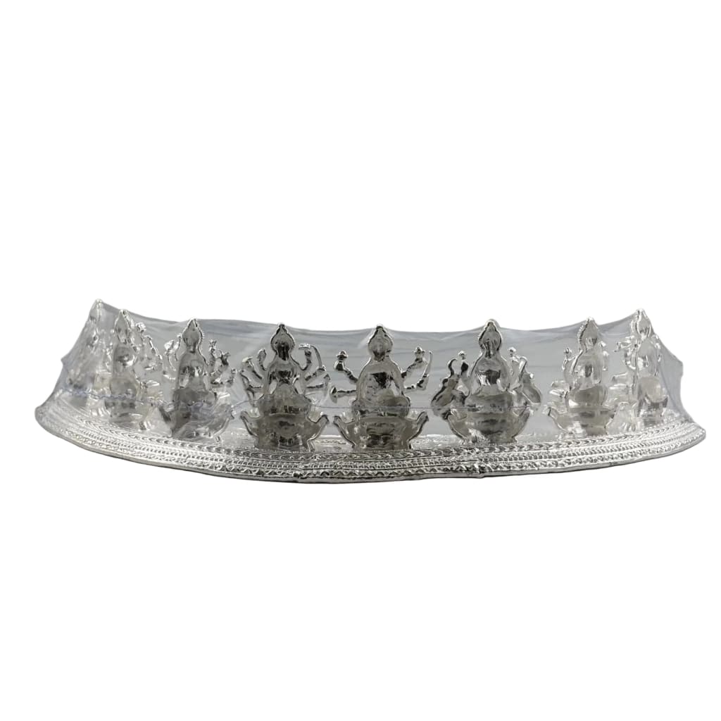 Silver Ashta Lakshmi Idol: Hindu Goddess Statue with Sanskrit Mantra