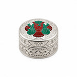 Silver Box Round Ganesh Enamel Handcrafted (21g)