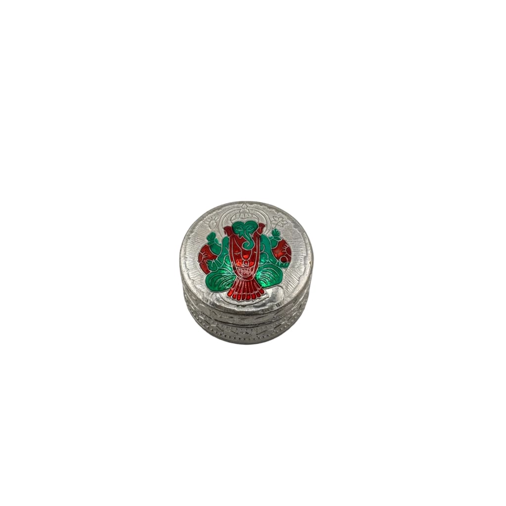 Silver Box Round Ganesh Enamel Handcrafted (21g) – view 3