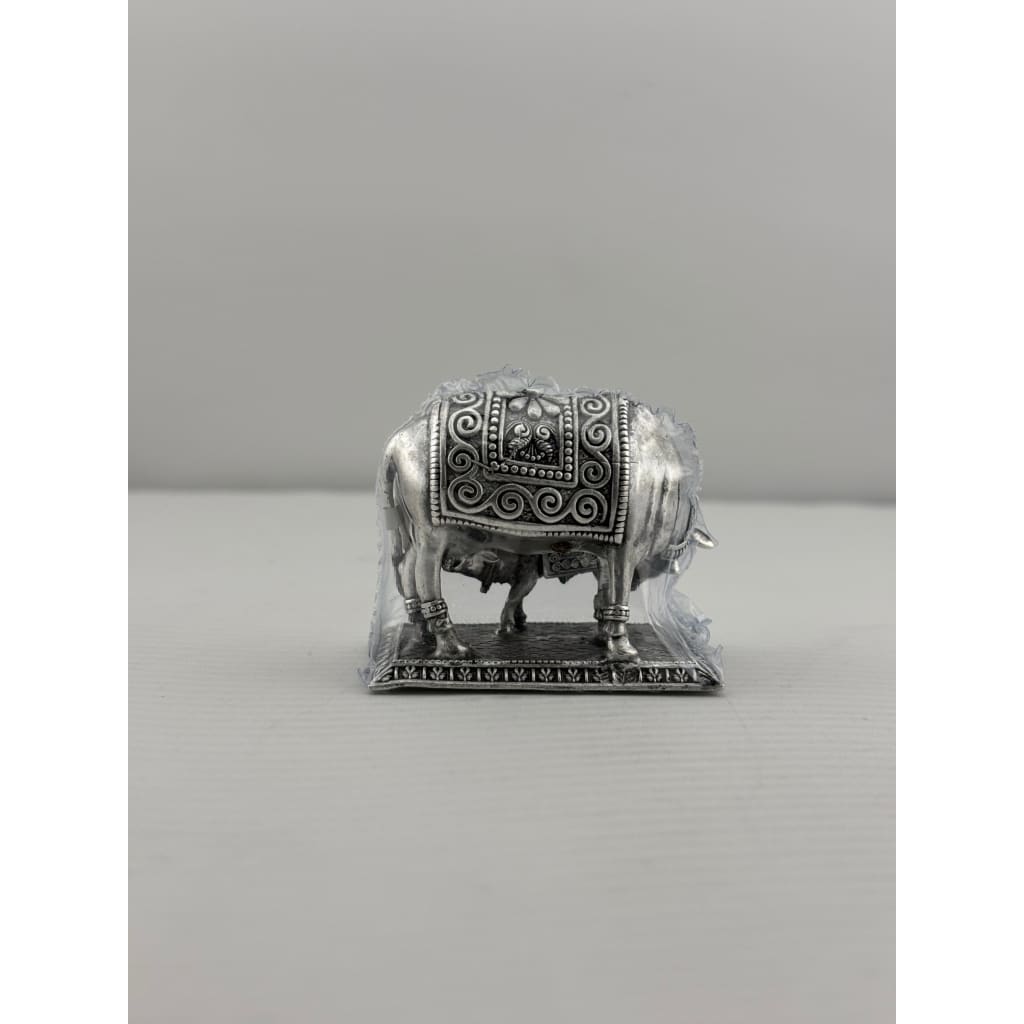 Silver Cow & Calf Idol 50gm – Sacred Gomata Murti