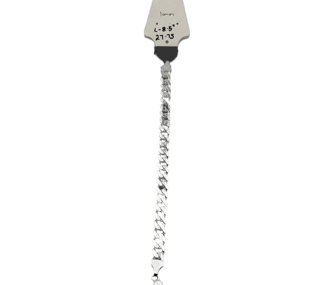 Silver Curb Link Bracelet 925 – Flat Chain | 10mm - 8.5