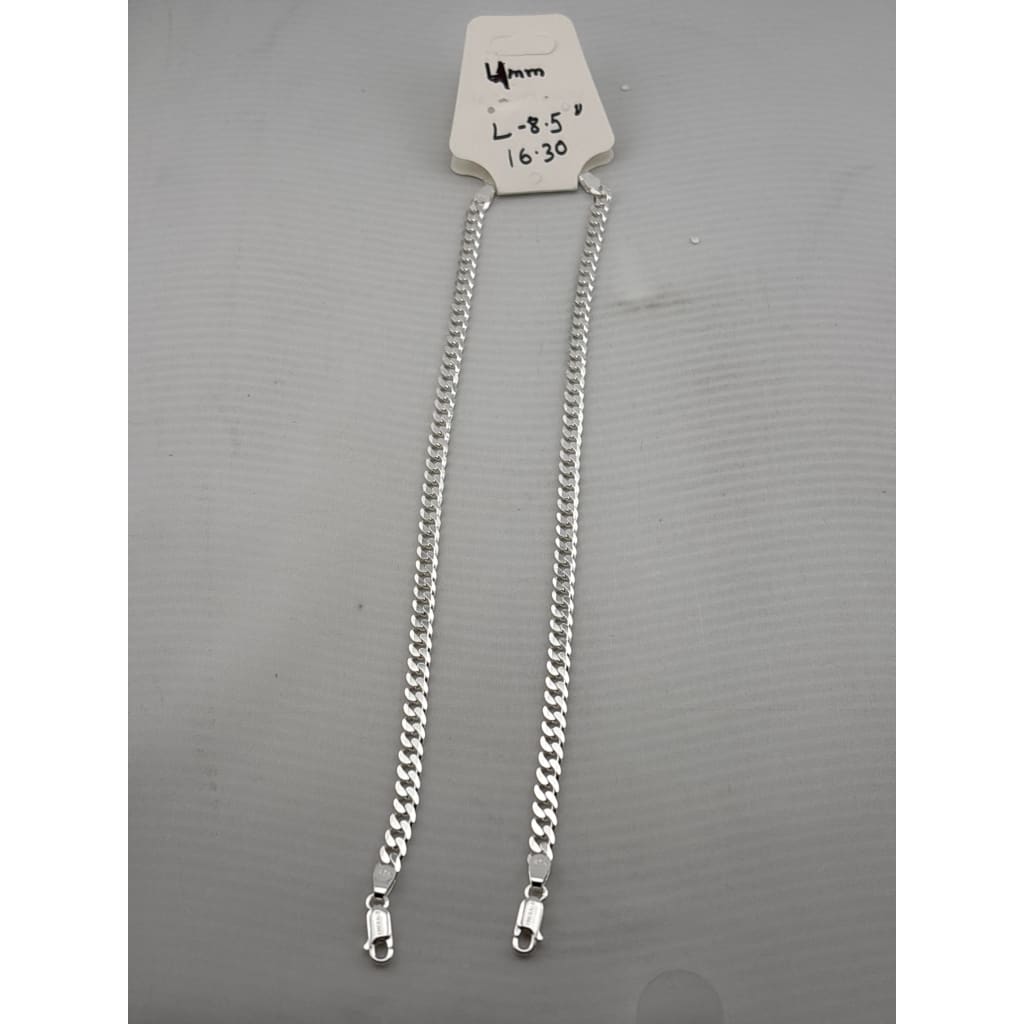 Silver Curb Link Bracelet 925 – Flat Chain