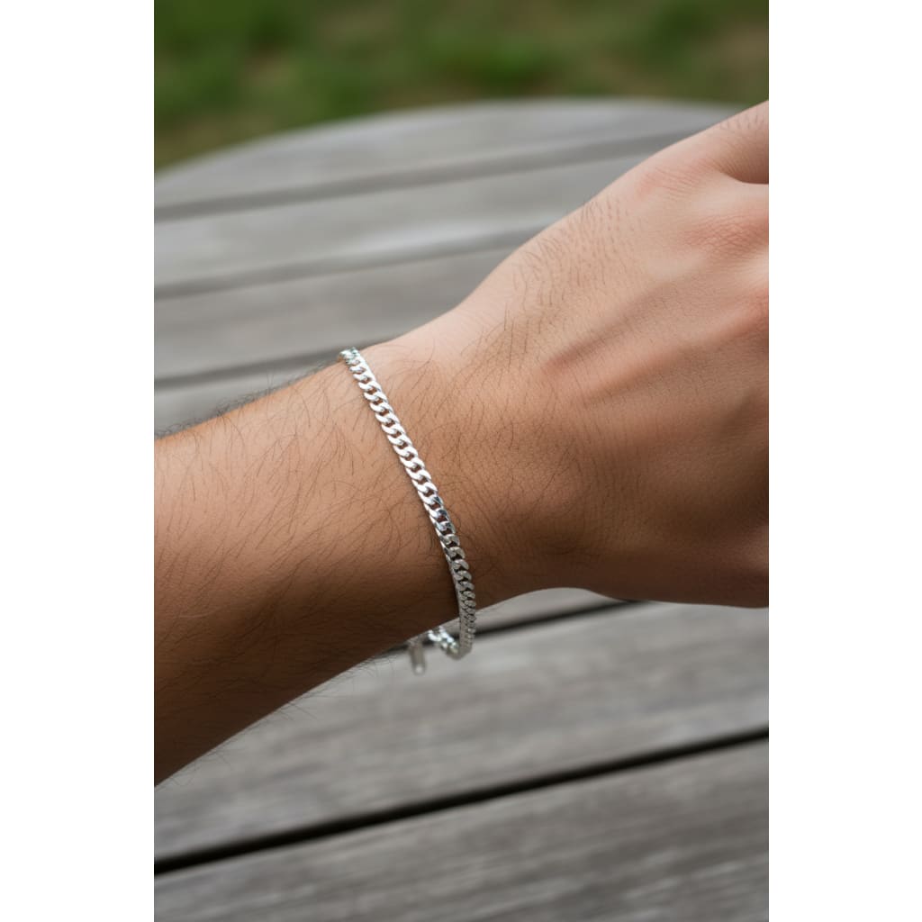 Silver Curb Link Bracelet 925 – Flat Chain