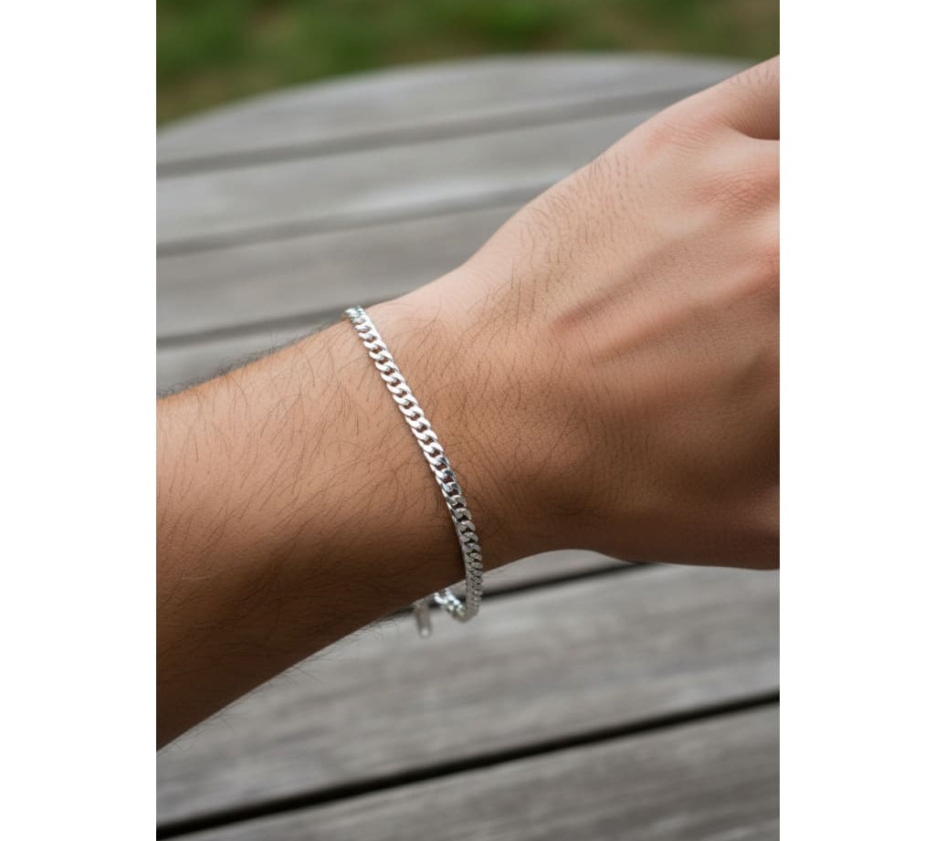 Silver Curb Link Bracelet 925 – Flat Chain