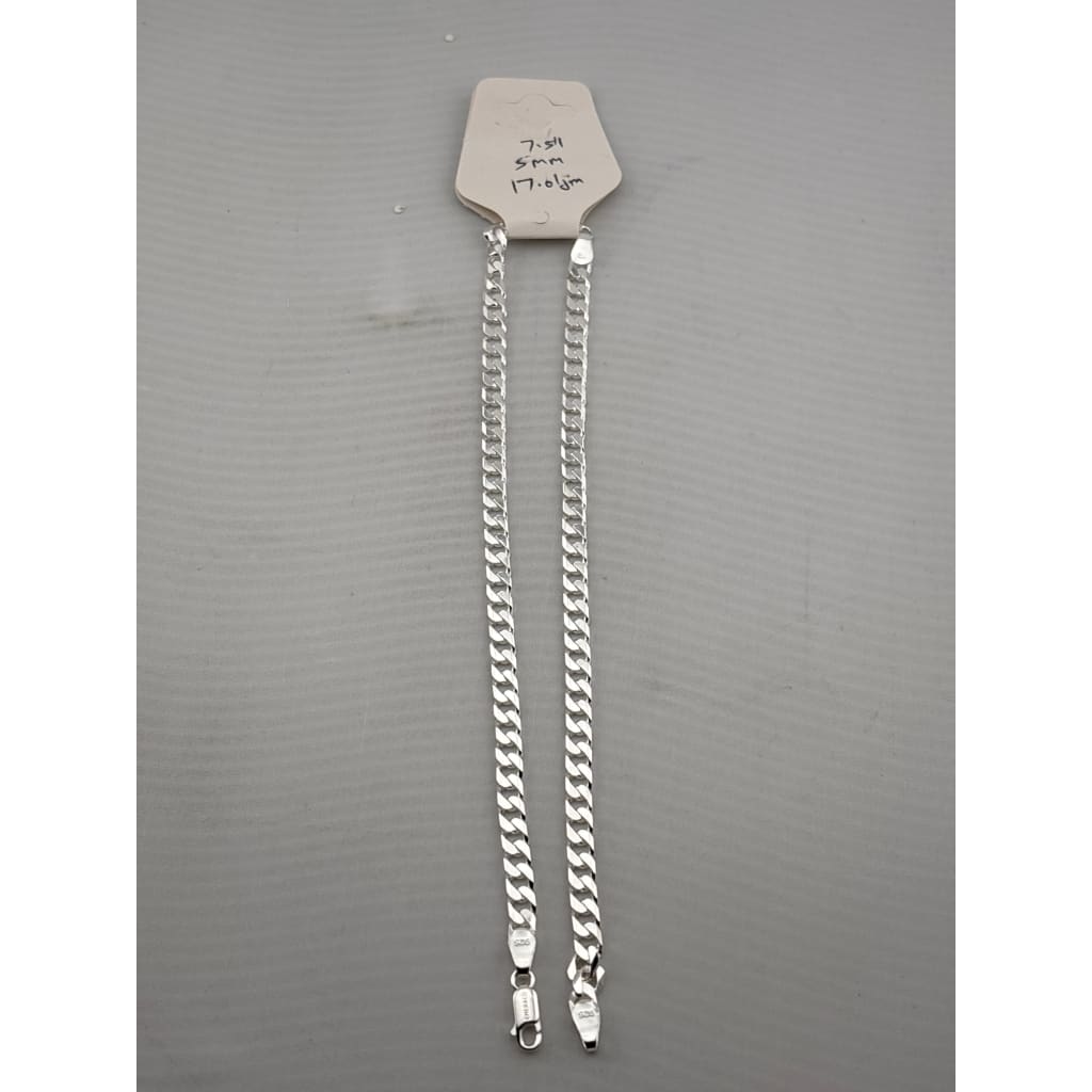 Silver Curb Link Bracelet 925 – Flat Chain