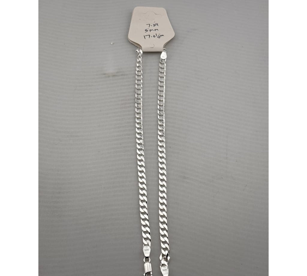 Silver Curb Link Bracelet 925 – Flat Chain