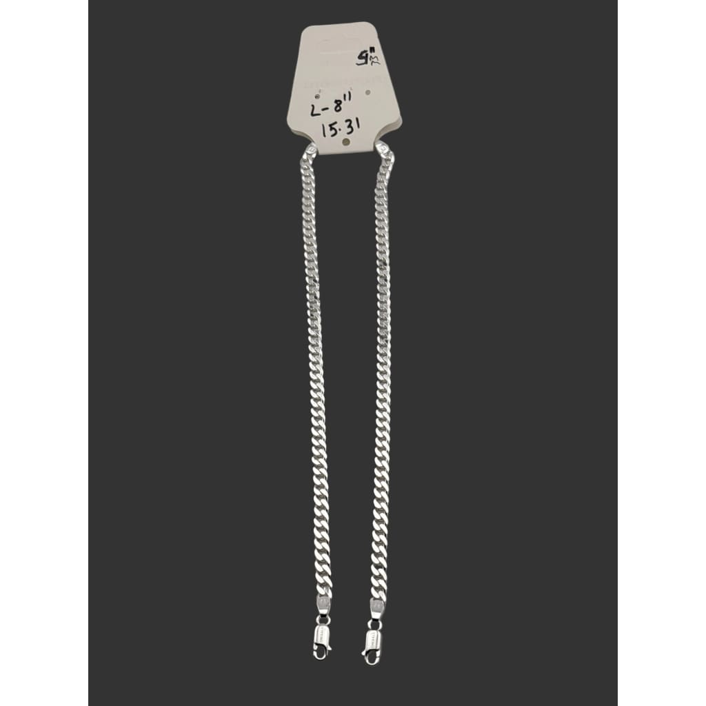 Silver Curb Link Bracelet 925 – Flat Chain