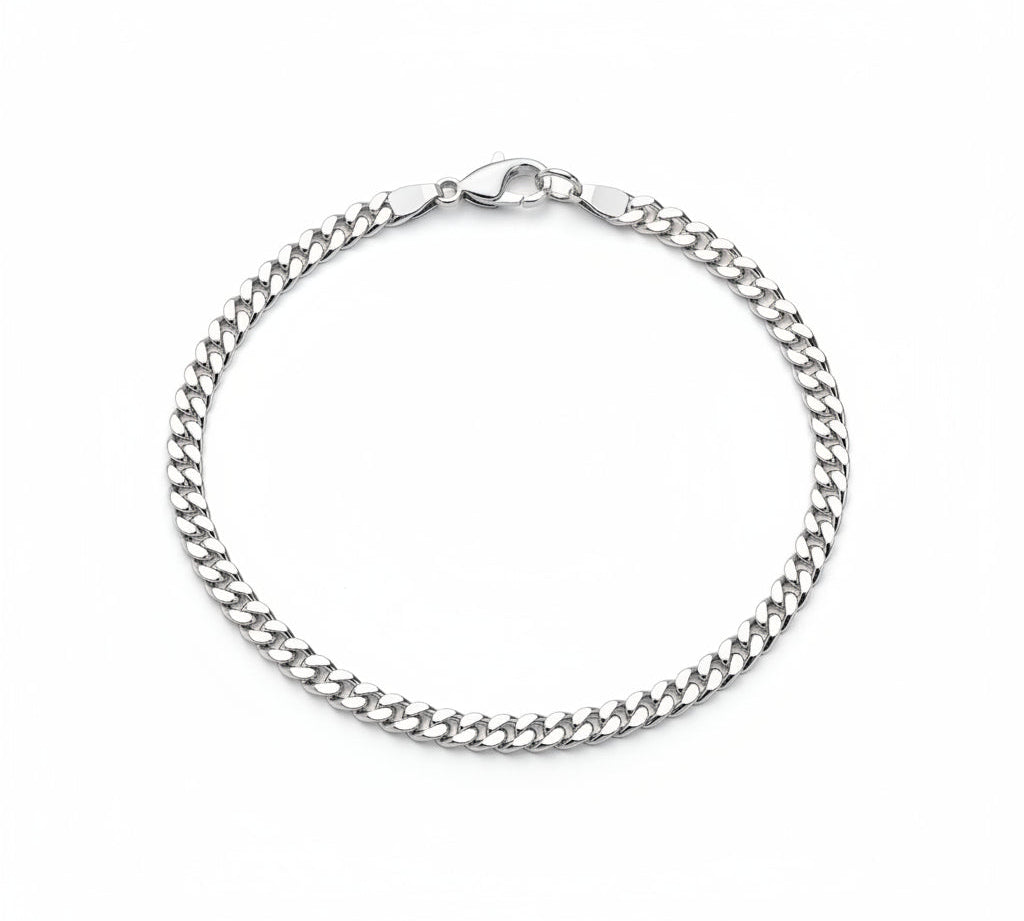 Silver Curb Link Bracelet 925 – Flat Chain