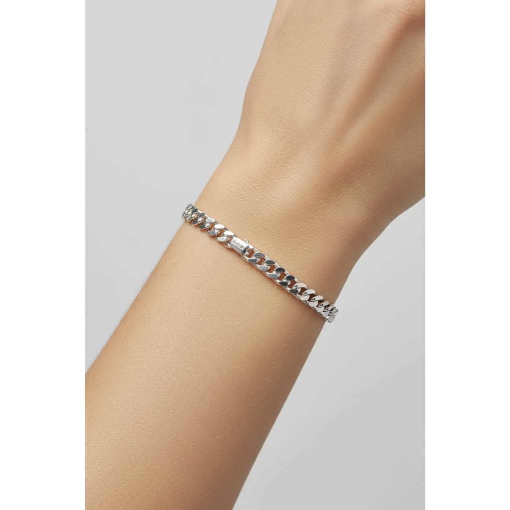 Silver Curb Link Bracelet 925 – Flat Chain