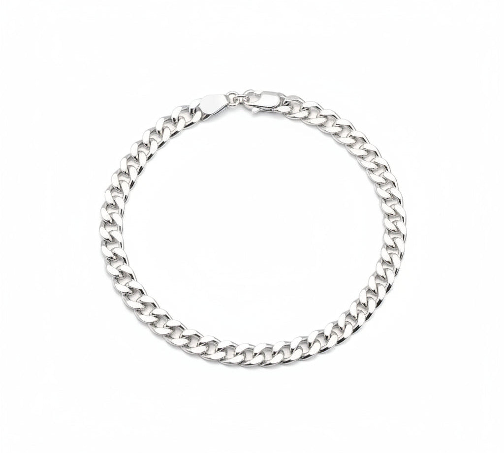 Silver Curb Link Bracelet 925 – Flat Chain