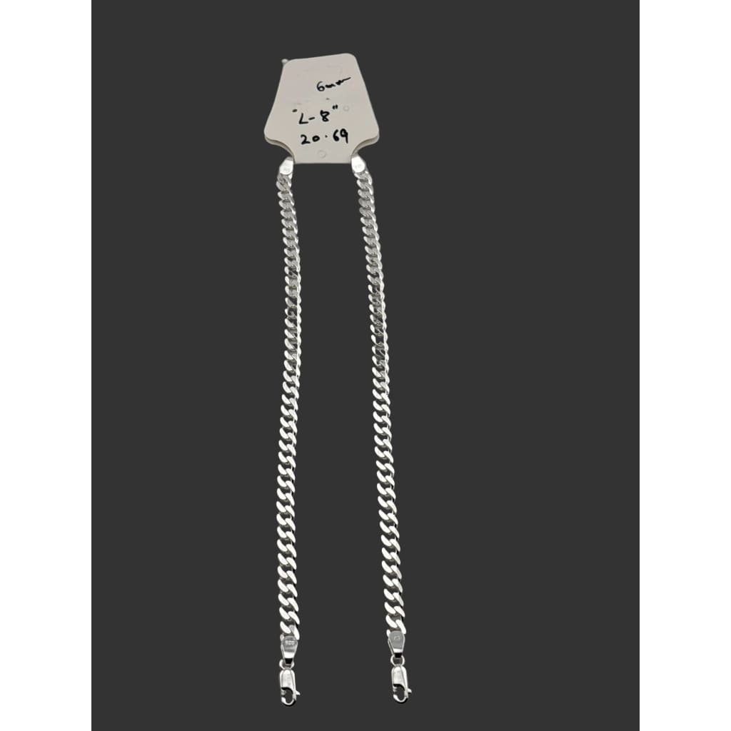Silver Curb Link Bracelet 925 – Flat Chain | 6mm - Bracelets