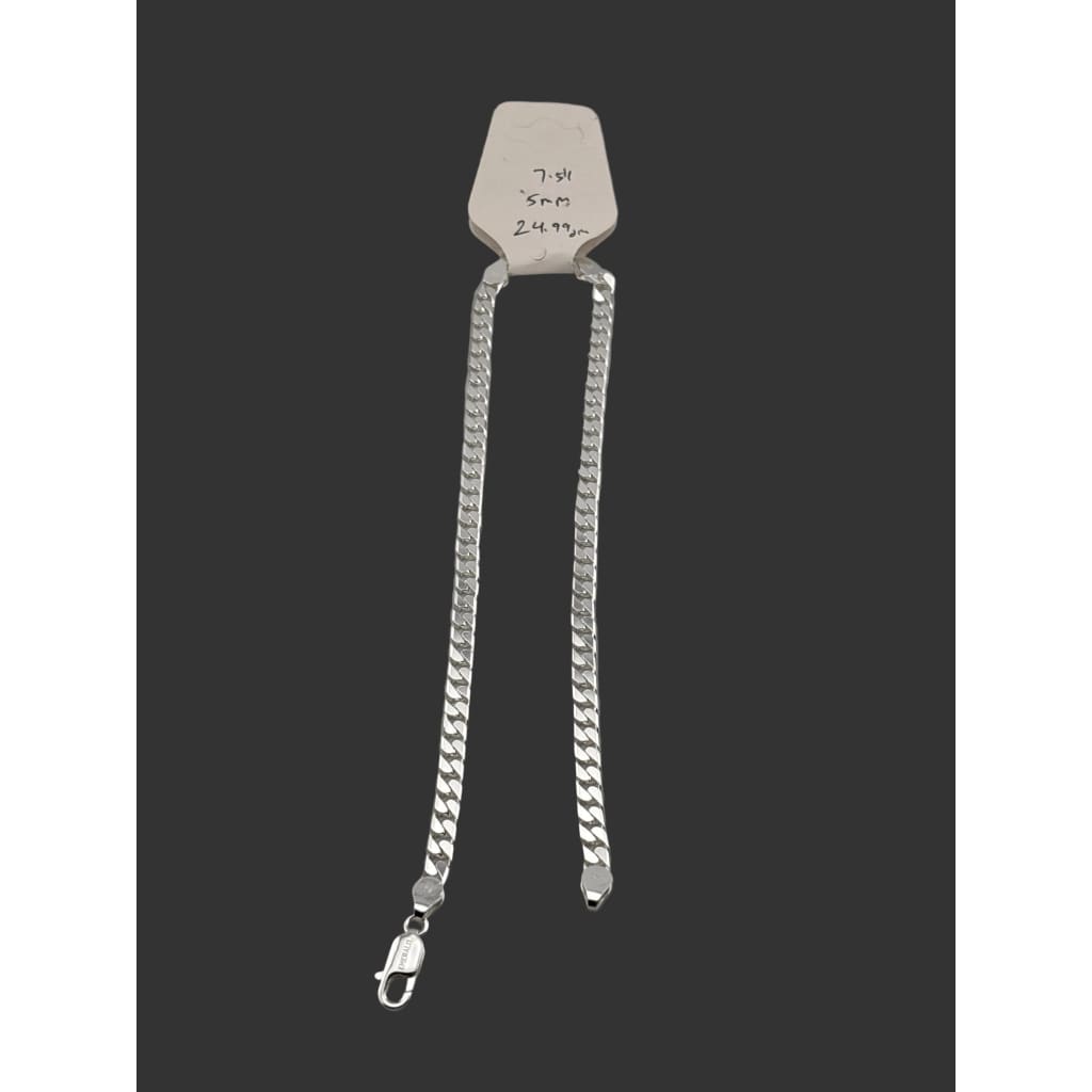 Silver Curb Link Bracelet 925 – Flat Chain