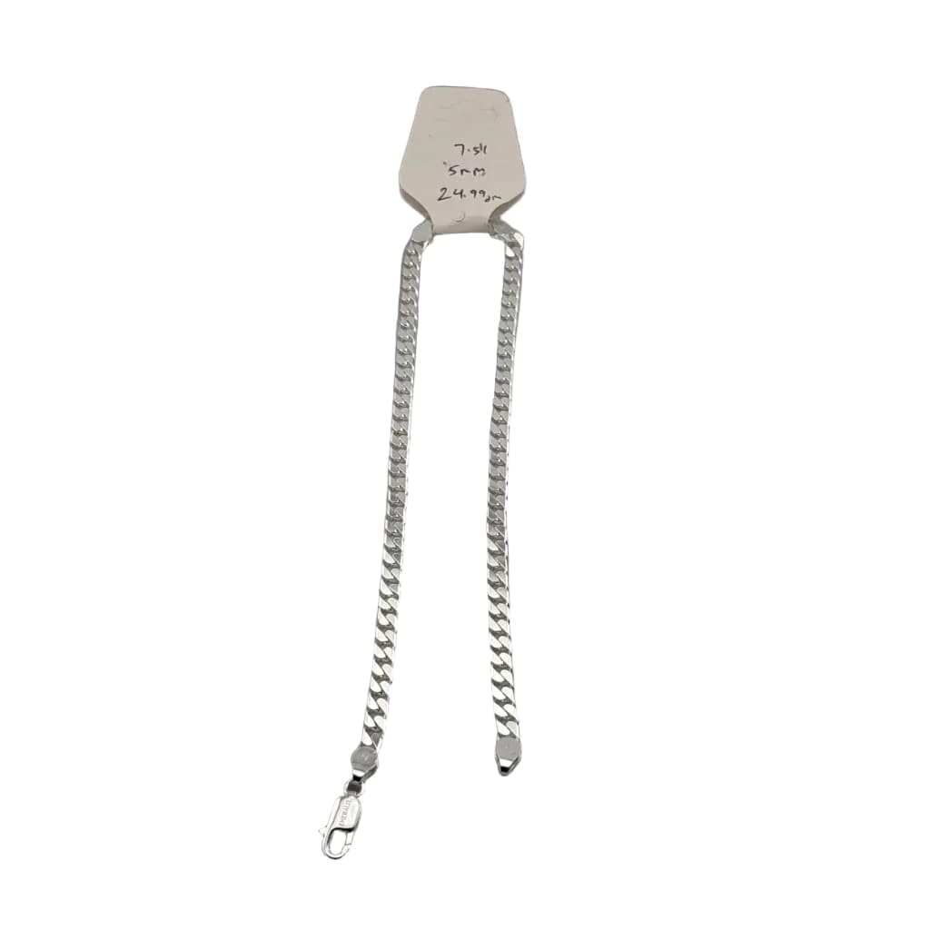 Silver Curb Link Bracelet 925 – Flat Chain | 7mm - 8.5