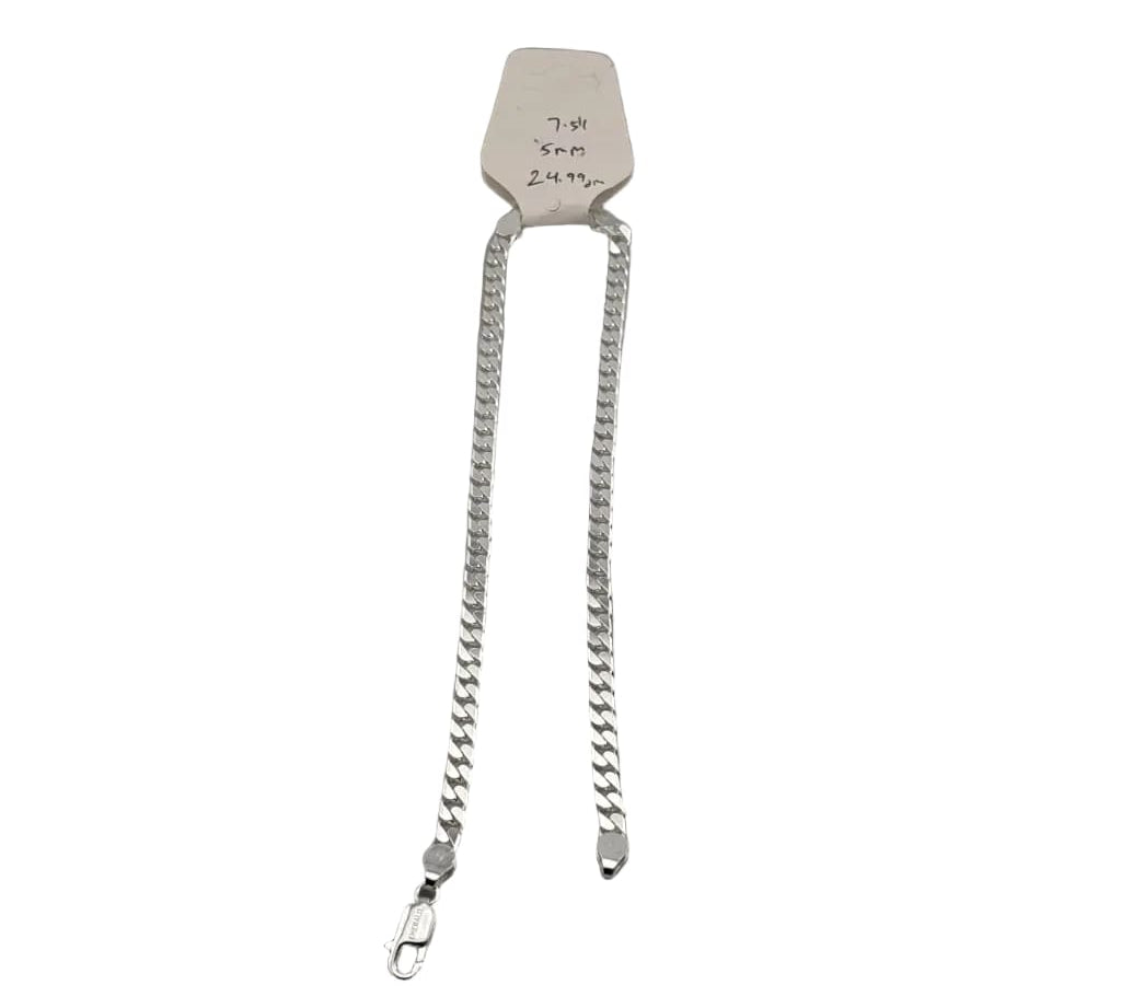 Silver Curb Link Bracelet 925 – Flat Chain | 7mm - 8.5