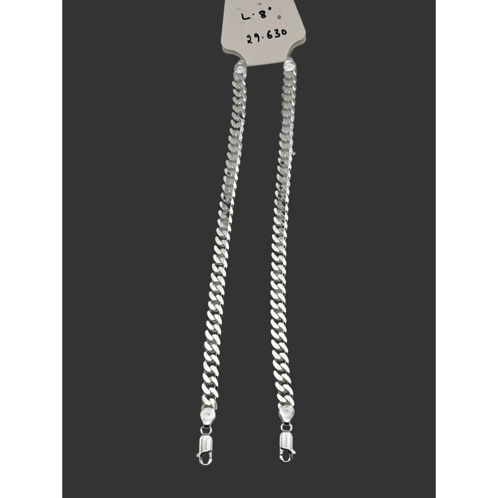 Silver Curb Link Bracelet 925 – Flat Chain