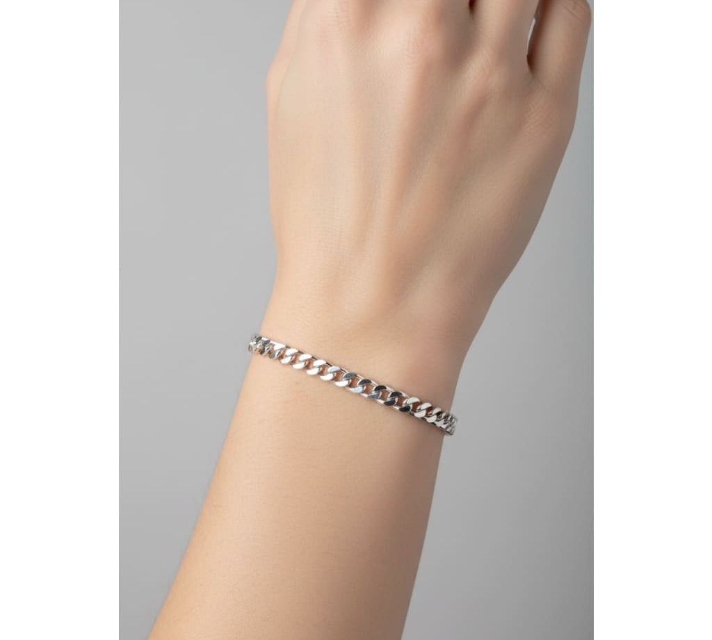 Silver Curb Link Bracelet 925 – Flat Chain