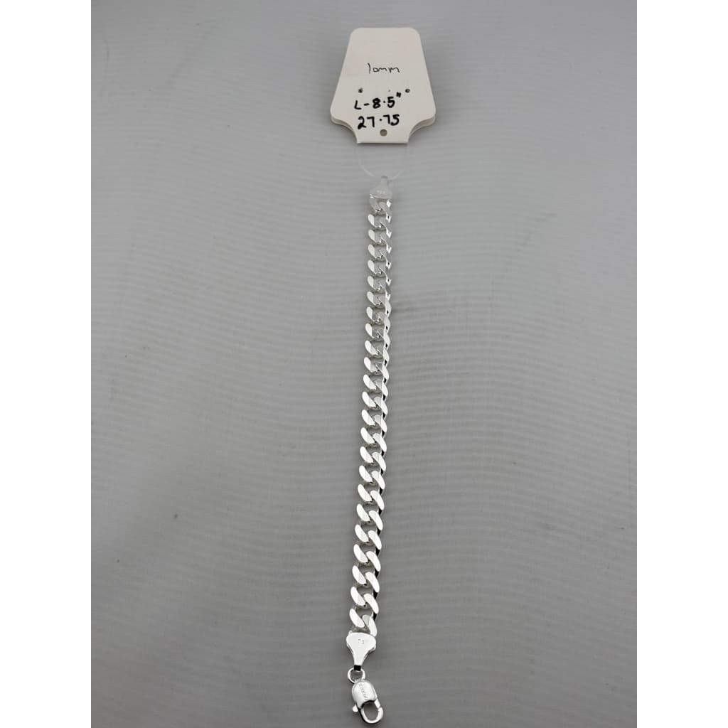 Silver Curb Link Bracelet 925 – Flat Chain