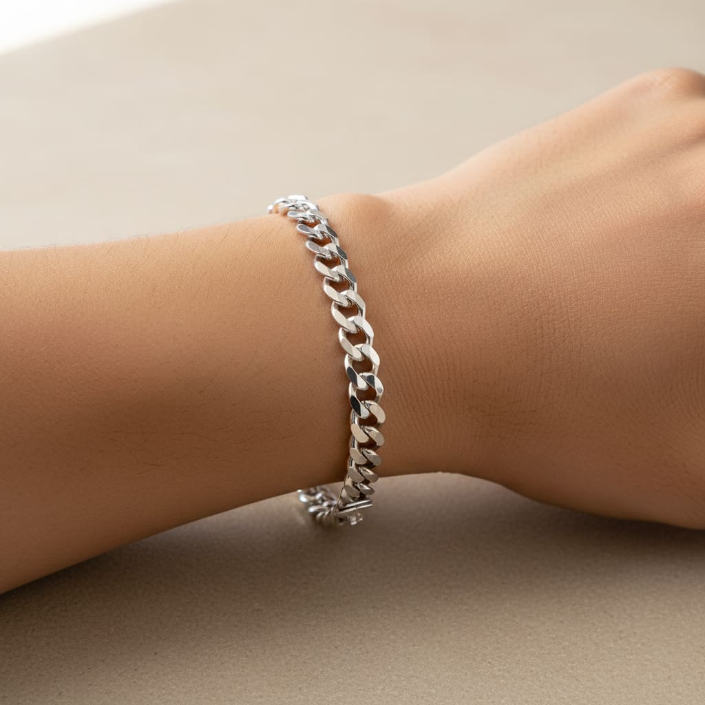 Silver Curb Link Bracelet 925 – Flat Chain | 9mm - Bracelets
